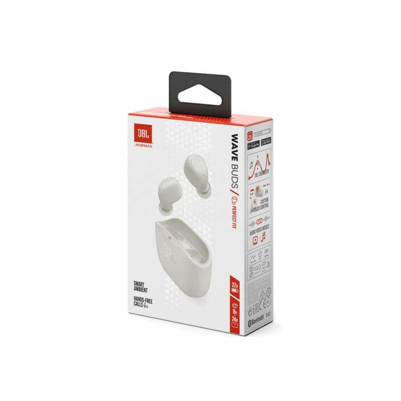 JBL Wave Buds baltos ausinės