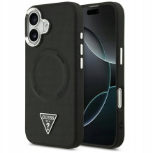„Guess“ odinis „Apple iPhone 17“ dėklas, skirtas „MagSafe“ ir „Triangle Logo“, juodas