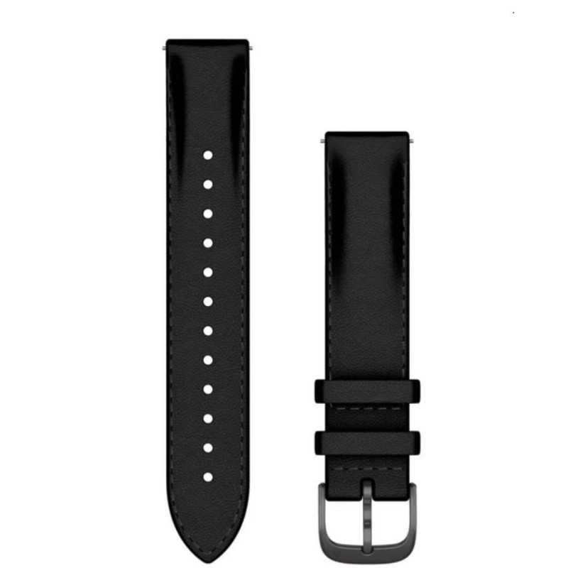 Garmin Quick Release Bands (18 mm) Black leather, brushed slate hardware