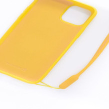 „Evelatus Apple iPhone 11 Pro“ silikoninis dėklas su minkštu lietimu ir dirželiu, geltonas