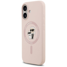 Karl Lagerfeld Apple iPhone 17 Liquid Silicone Karl and Choupette MagSafe Case Pink