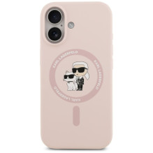 Karl Lagerfeld Apple iPhone 17 Liquid Silicone Karl and Choupette MagSafe Case Pink