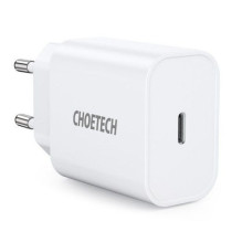 „Choetech“ USB sieninis įkroviklis, C tipo, PD, 20 W, baltas