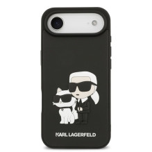 Karl Lagerfeld Apple iPhone Air 3D guminis Karl and Choupette dėklas, juodas