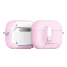Dux Ducis Apple AirPods Pro 3 PECQ serijos PC+TPU dėklas su kabliuku, baltas ir rožinis