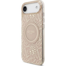 Guess Apple iPhone 17 Air Silicone case with MagSafe Flowers Allover with Pearl Strap Pink