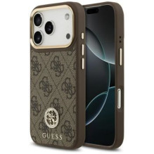 Guess Apple iPhone 17 Pro Silicone Case with MagSafe Strass Logo Brown