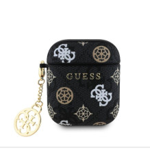 „Guess“ – „AirPods 1/2“ PU 4G „Peony Charm“ dėklas, juodas