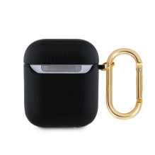 „Guess Apple AirPods 1/2“ PU grūdėtas klasikinis logotipo dėklas, juodas