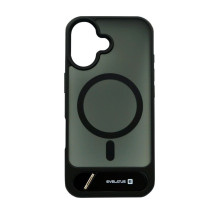 „Evelatus“ guma dengtas „MagSafe“ dėklas su stovu, skirtas „Apple iPhone 17“, juodas „Evelatus“ guma dengtas „MagSafe“ dėklas su stovu, skirtas „Apple iPhone 17“, juodas