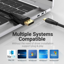 CABLE DP TO USB-C 8K HD / 2M BLACK CGYBH VENTION CABLE DP TO USB-C 8K HD / 2M BLACK CGYBH VENTION
