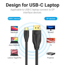 CABLE DP TO USB-C 8K HD / 2M BLACK CGYBH VENTION CABLE DP TO USB-C 8K HD / 2M BLACK CGYBH VENTION