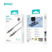 Audio adapteris Bwoo (AUX075) 3,5mm į 3,5mm (p-p) pilkas