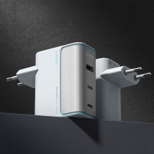 Cuktech AD1003EU 100W GaN 2x USB-C + USB-A Wall Charger with Cable - White