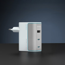 Cuktech AD1003EU 100W GaN 2x USB-C + USB-A Wall Charger with Cable - White