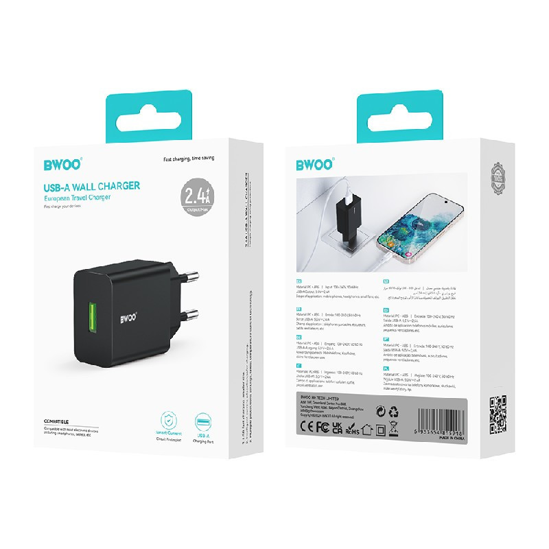 Charger Bwoo (CDA249) (1xUSB 2.4A) black