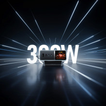 „Cuktech TA3005U“ 300 W 5 viename įkrovimo stotelė su skaitmeniniu ekranu – sidabrinė