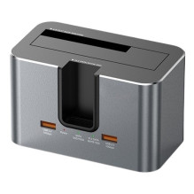 Dviejų diskų Docking Station M.2 SATA / NVME, 2.5" / 3.5" SSD / HDD, 2x USB-A, USB-C