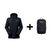 Berghaus Hillwalker IA Shell Jacket, size M, black + Berghaus 24 / 7 365 U18 Backpack, black Berghaus Hillwalker IA Shell Jacket, size M, black + Berghaus 24 / 7 365 U18 Backpack, black
