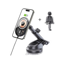 Tech-Protect MM15W-V6 15W automobilinio įkroviklio laikiklis su MagSafe prietaisų skydeliui ir oro išleidimo anga - juod