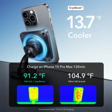 ESR Halolock CryoBoost MagSafe indukcinio įkroviklio laikiklis prietaisų skydeliui ir oro išleidimo anga su Qi 2 15W - j