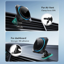 ESR Halolock CryoBoost MagSafe indukcinio įkroviklio laikiklis prietaisų skydeliui ir oro išleidimo anga su Qi 2 15W - j