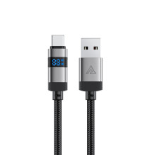 Acefast C15-04 USB-A – USB-C laidas su ekranu 480 Mb / s 66 W 1,2 m - juodas