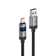 Acefast C15-04 USB-A – USB-C laidas su ekranu 480 Mb / s 66 W 1,2 m - juodas