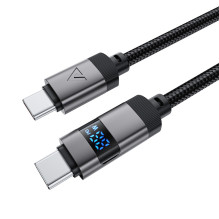 Acefast C15-03 USB-C - USB-C Cable with Display 480Mb / s 60W 1.2m - Black