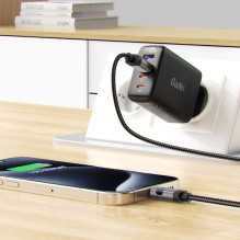 Acefast C15-04 USB-A - USB-C Cable with Display 480Mb / s 66W 1.2m - Black