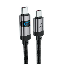 „Acefast C15-03 USB-C“ – USB-C laidas su ekranu 480 Mb/s 60 W 1,2 m – juodas