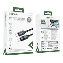 Acefast C15-03 USB-C - USB-C Cable with Display 480Mb / s 60W 1.2m - Black
