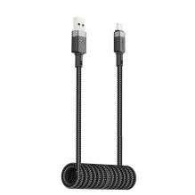 Acefast C14-04 USB-A – USB-C kabelio spyruoklė 480 Mb/s 3A 1,2 m – juoda