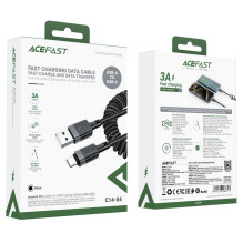 Acefast C14-04 USB-A - USB-C Cable Spring 480Mb / s 3A 1.2m - Black