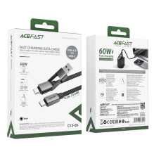 Acefast C13-05 USB-C – USB-A / USB-C laidas 480 Mb / s 3A 0,2 m - juodas