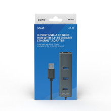 USB Hub - Savio AK-57 3x USB-A Hub with RJ-45 Gigabit Ethernet 5000 Mbit/s Gray USB Hub - Savio AK-57 3x USB-A Hub with RJ-45 Gigabit Ethernet 5000 Mbit/s Gray