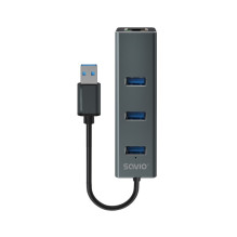 USB Hub - Savio AK-57 3x USB-A Huba su RJ-45 Gigabit Ethernet 5000 Mbit / s Pilkas USB Hub - Savio AK-57 3x USB-A Huba su RJ-45 Gigabit Ethernet 5000 Mbit / s Pilkas