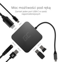 Nešiojamo Kompiuterio Dokas - Green Cell AK61 USB 3.2 Type-C Sidabrinė