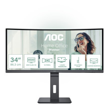 LCD monitorius, AOC, 34 colių, 3440 x 1440 pikselių, „UltraWide Quad HD“, natūralus kraštinių santykis 21:9, LED, išlenk