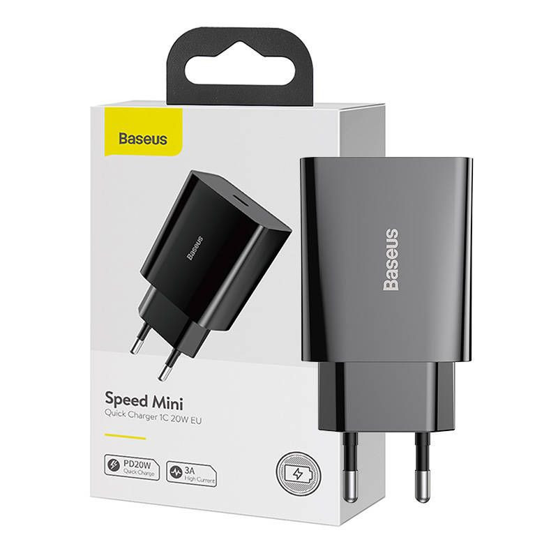 Baseus Baseus Speed Mini Quick Charger, USB-C, PD, 3A, 20W (black)