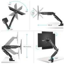 ONKRON G90-B Swivel and tilt desk mount for 13'-34' monitors, max. 10 kg, with rotation, black