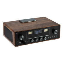 AKAI AM-100 RHAPSODY Stereo system 30W RMS, Bluetooth 5.0, DAB+ / FM, CD / USB, AUX, brown black