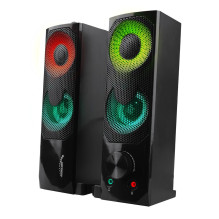 2 viename kompiuterio garsiakalbis, garso juosta, kompiuterio RGB LED foninis apšvietimas, stereo, žaidimai, USB, 2 x 3W