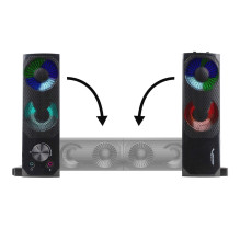 2 in 1 PC Speaker Soundbar Computer RGB LED Backlight Stereo Gaming USB 2 x 3W AUX 3.5 mm
