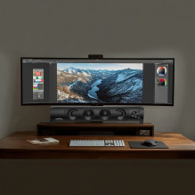 2 viename kompiuterio garsiakalbis, garso juosta, kompiuterio RGB LED foninis apšvietimas, stereo, žaidimai, USB, 2 x 3W