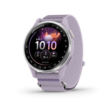 Garmin Approach J1 Silver aluminium bezel with lilac ComfortFit fabric ban