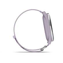 Garmin Approach J1 Silver aluminium bezel with lilac ComfortFit fabric ban