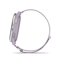 Garmin Approach J1 Silver aluminium bezel with lilac ComfortFit fabric ban