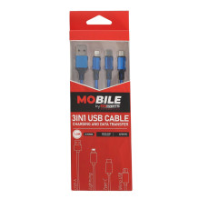 Kabel 3w1 USB-A USB-C Lightning 1,2 m EPMOB11