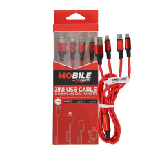 3in1 USB-A USB-C „Lightning“ laidas 1,2 m EPMOB10